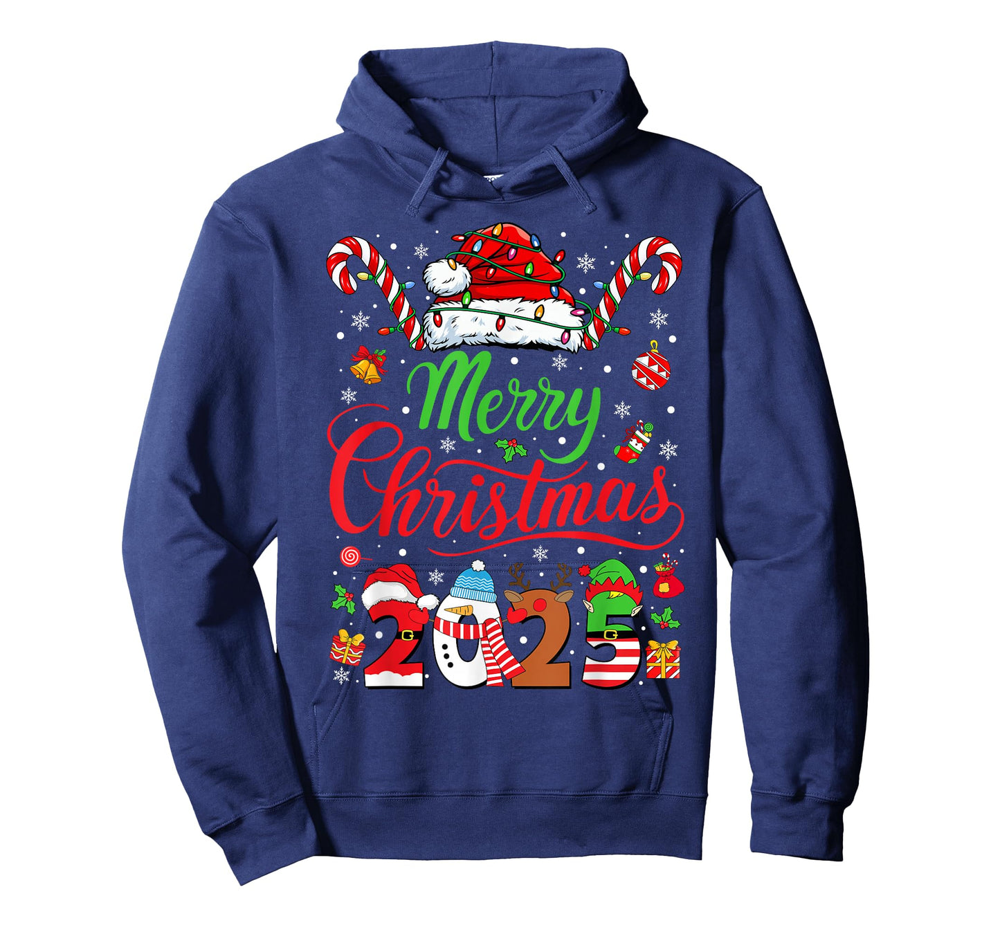 Merry Christmas 2025 Santa Reindeer Snowman Christmas Family T-Shirt