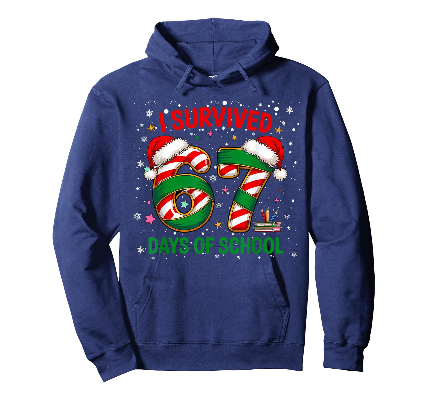 I Survived 67 Days of School Christmas Candy Cane Six Seven T-Shirt