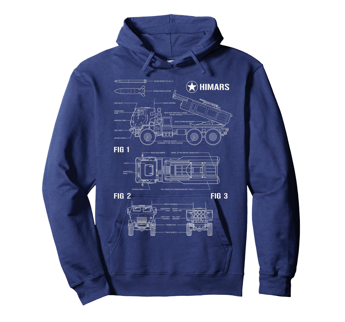 M142 High Mobility Artillery Rocket System HIMARS Blueprint T-Shirt