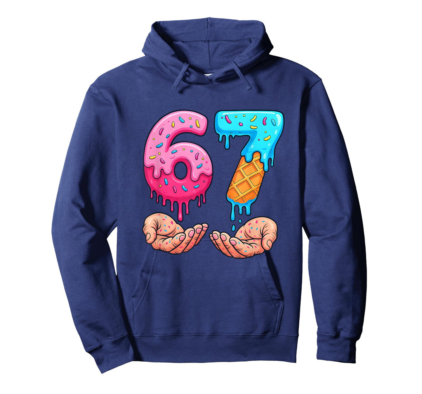 Six Seven Ice Cream Drip Kids Youth Funny 67 Hands Meme 6 7 T-Shirt