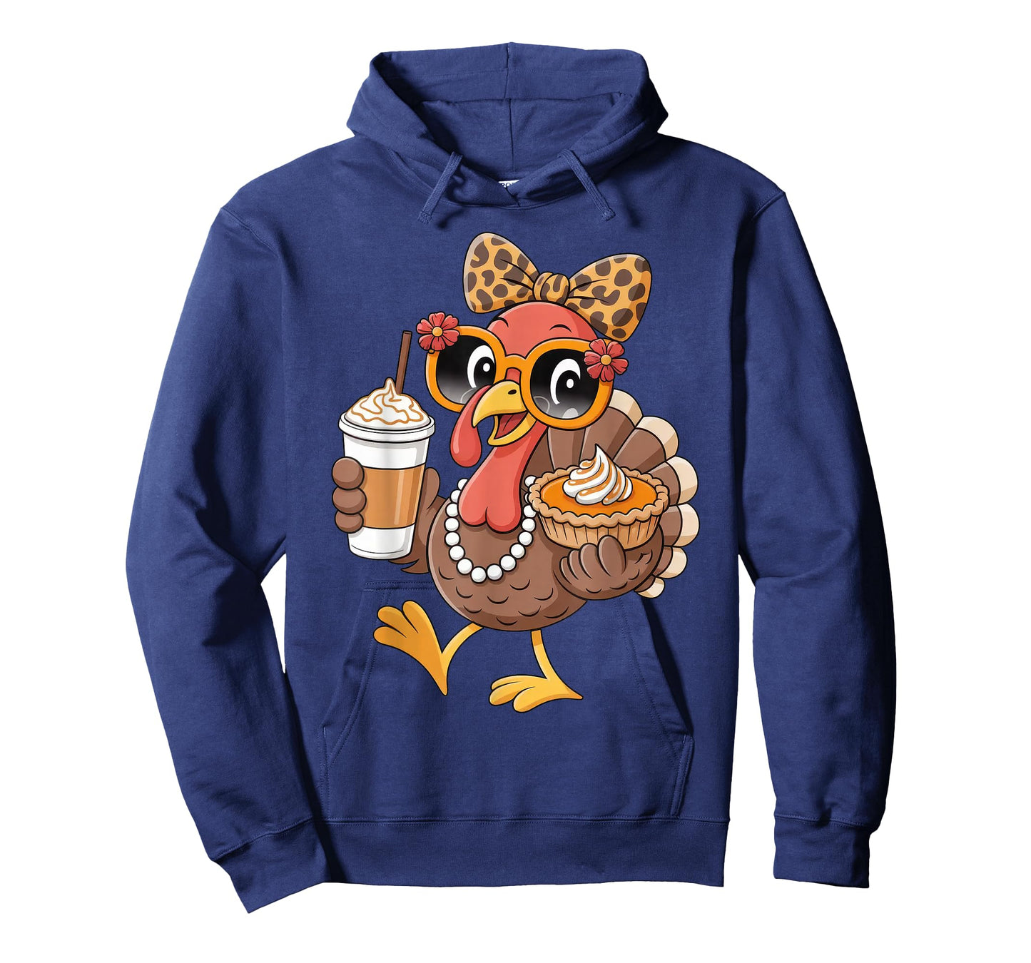 Turkey Drinking Coffee Bow Thanksgiving Leopard Women T-Shirt