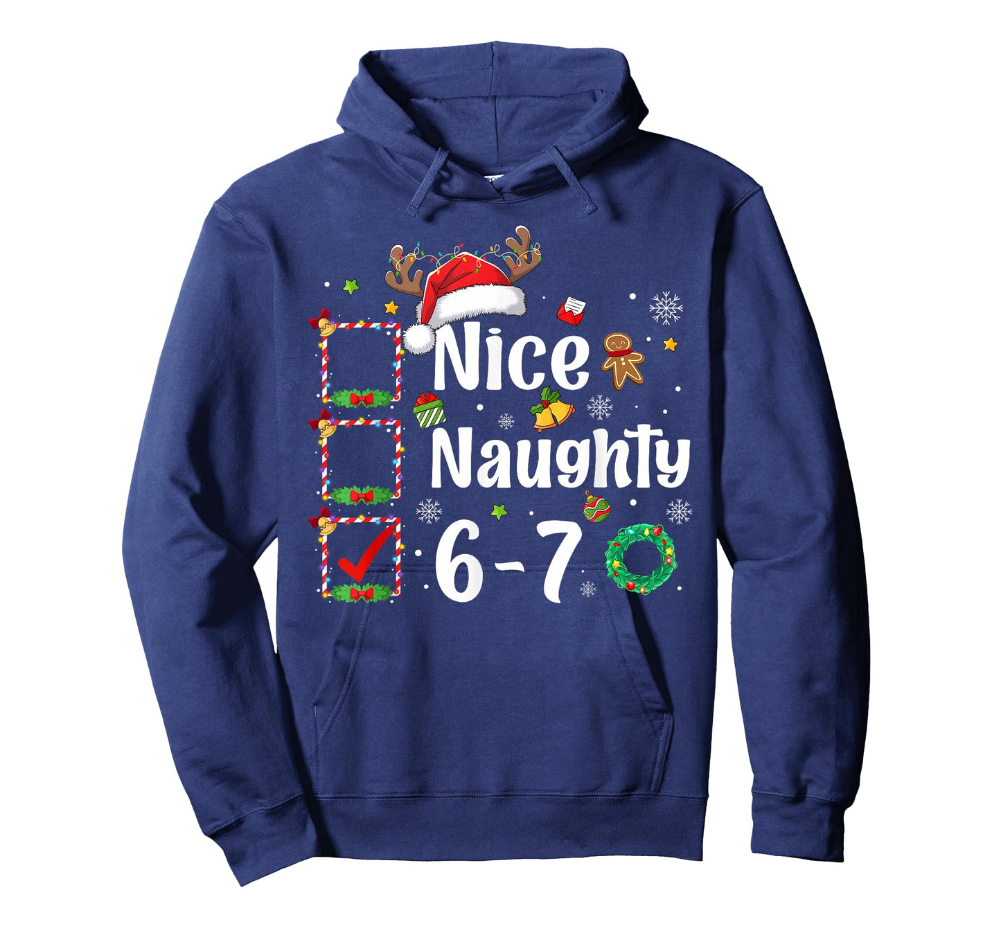 Nice Naughty List 67 Christmas BrainRot Funny 6-7 Meme Slang T-Shirt