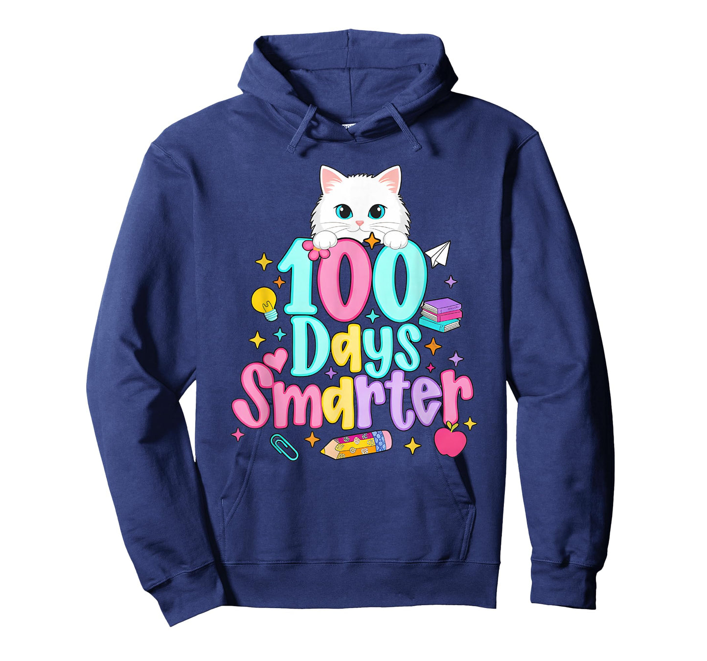 100 Days Smarter Cat Preppy 100th Day of School Girls Kids T-Shirt