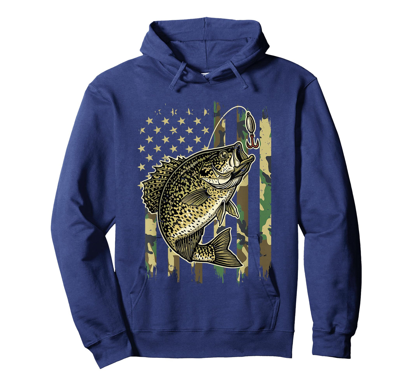 Vintage Crappie Fishing Camo American Flag Fisherman T-Shirt