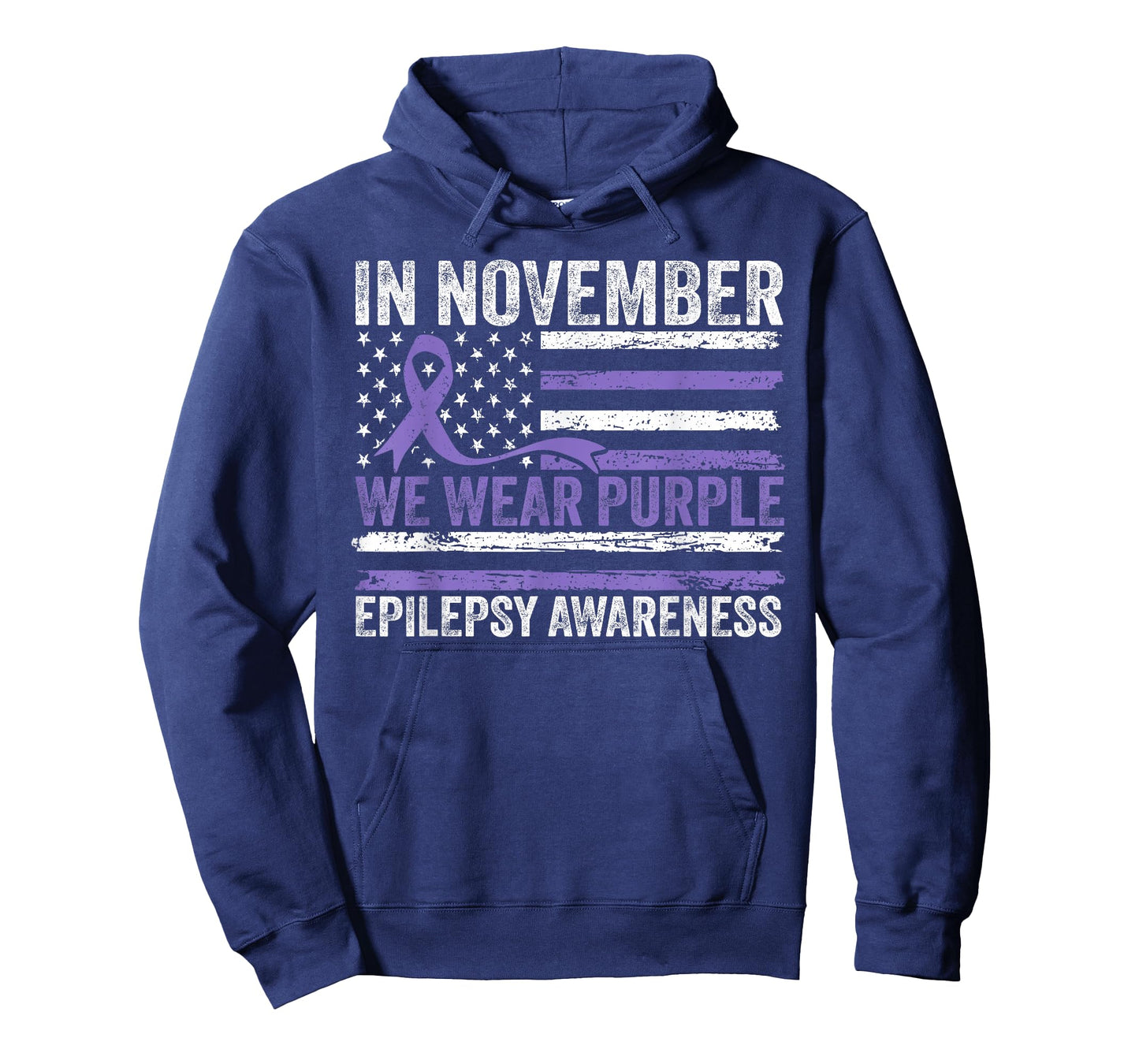 in November We Wear Purple Epilepsy Awareness American Flag T-Shirt