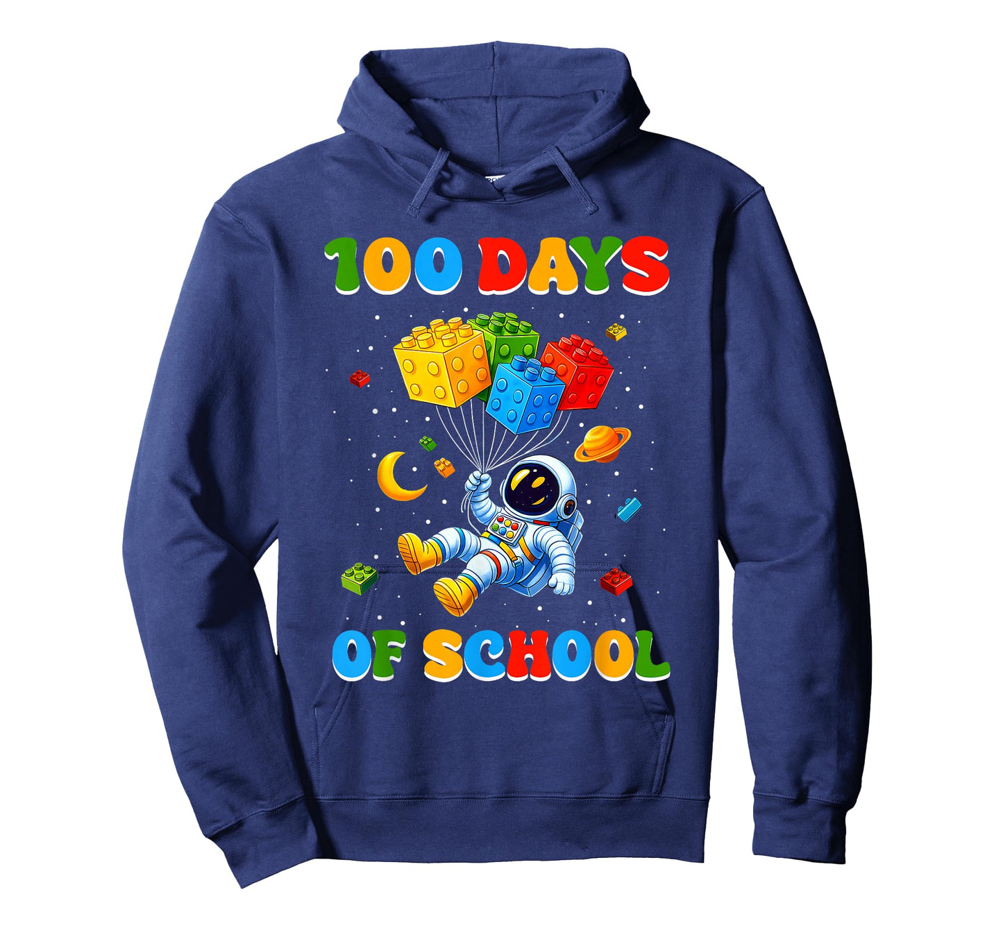 100 Days of School Space Astronaut Building Blocks Boys Kids T-Shirt