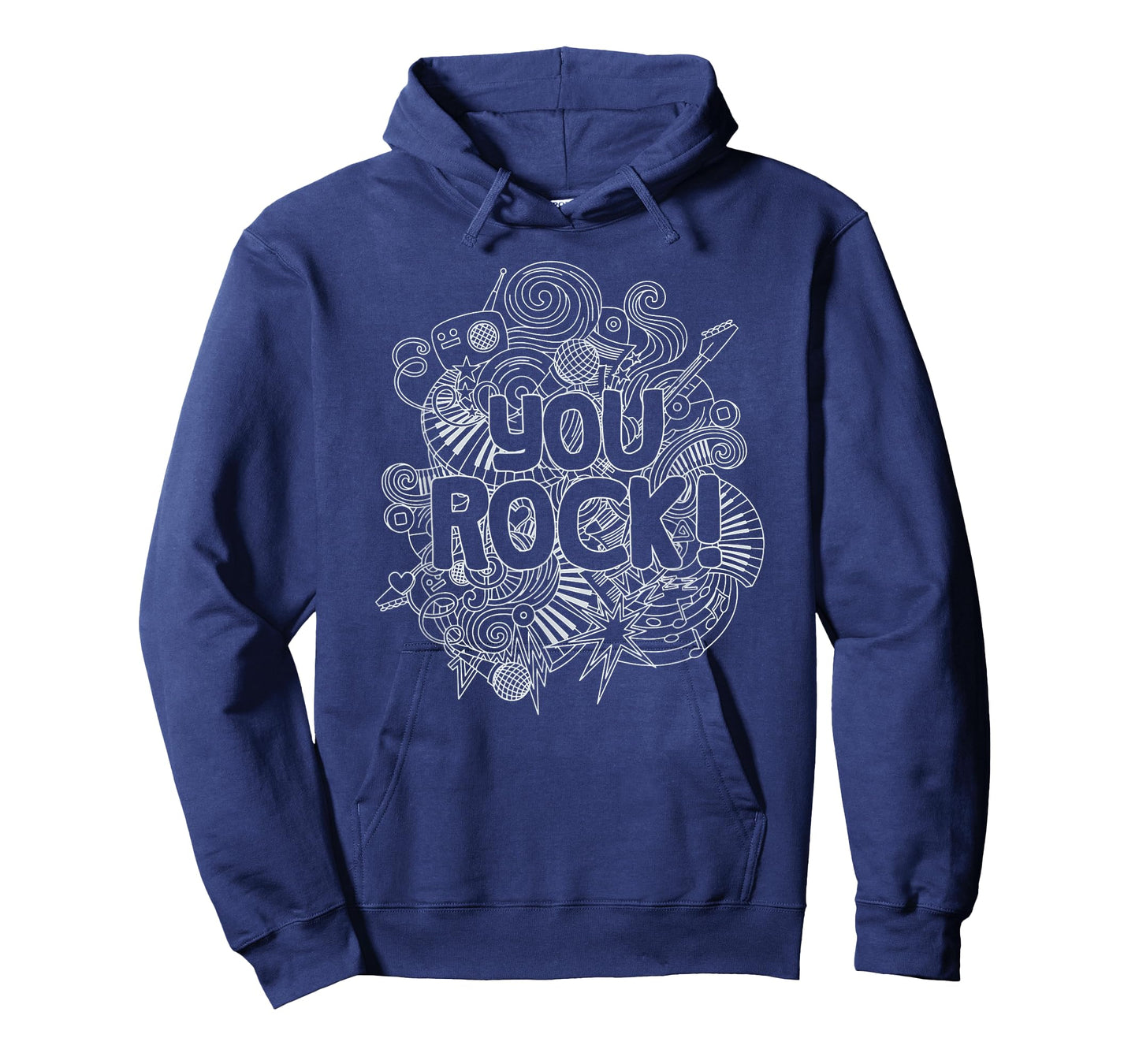You Rock Music-Themed Coloring Page Style White Line Art T-Shirt