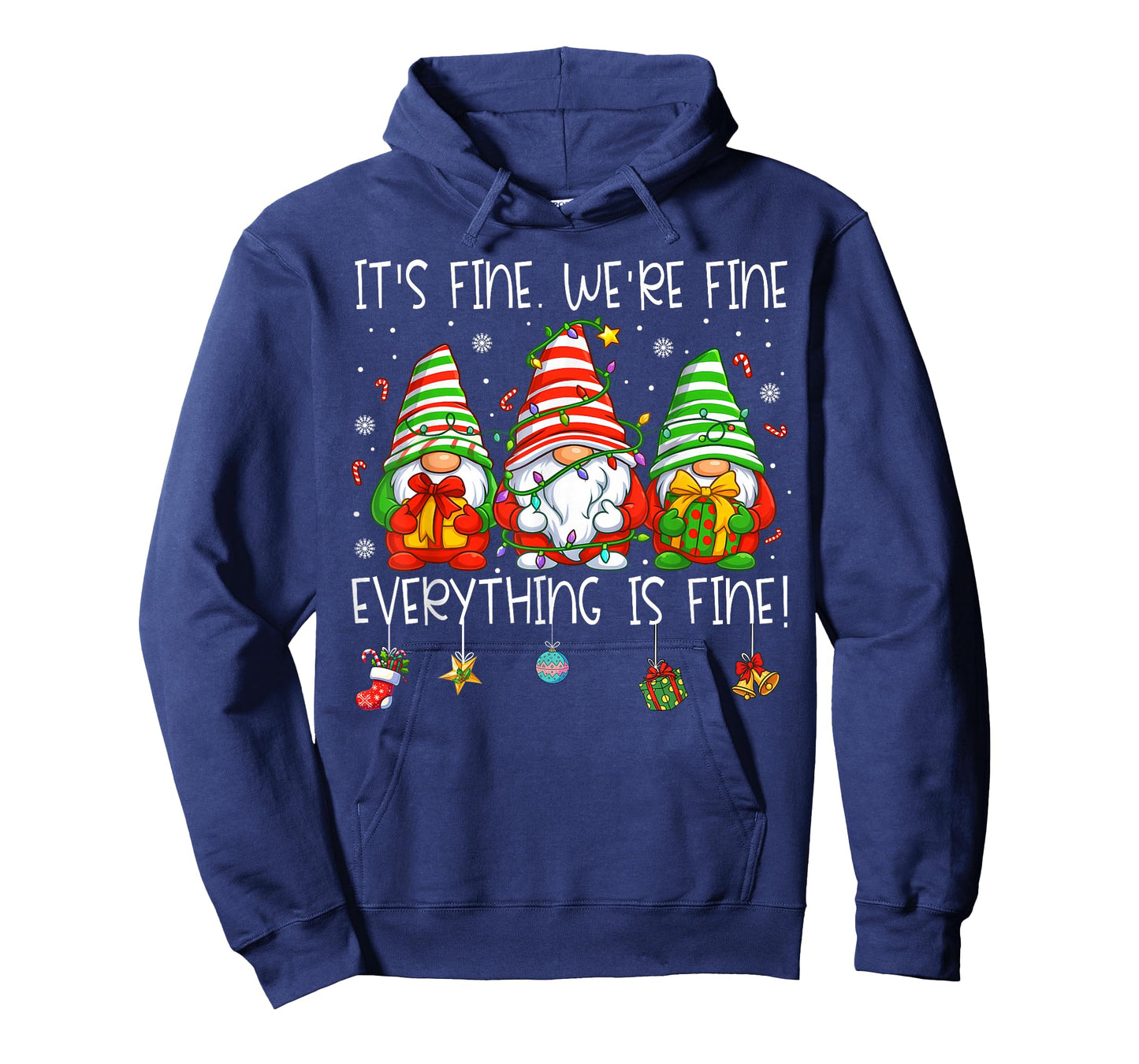 Teacher It's Fine We're Fine Everything is Fine Gnome Xmas T-Shirt