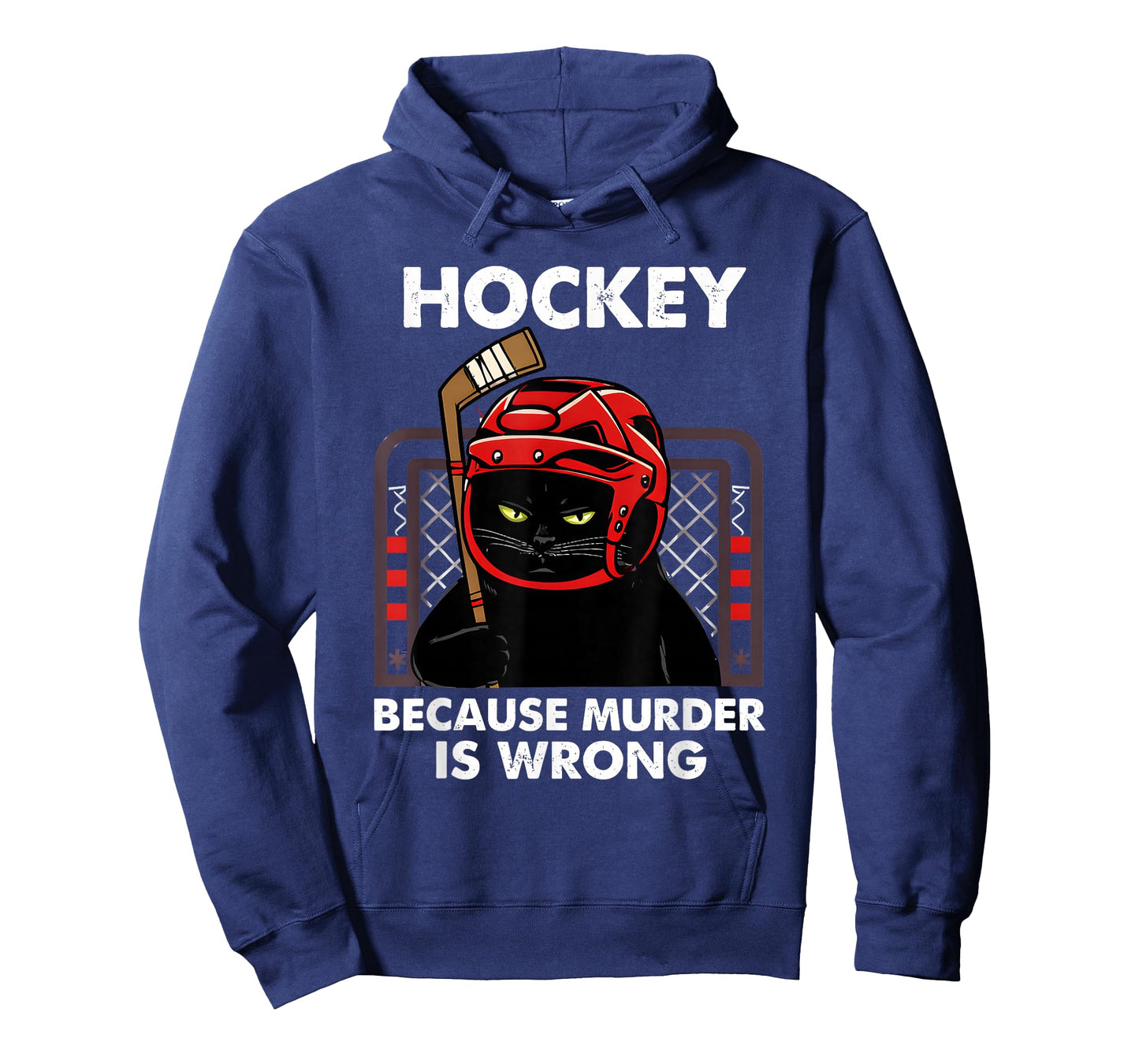Hockey Because Murder is Wrong Funny Black Cat Goalie Art T-Shirt