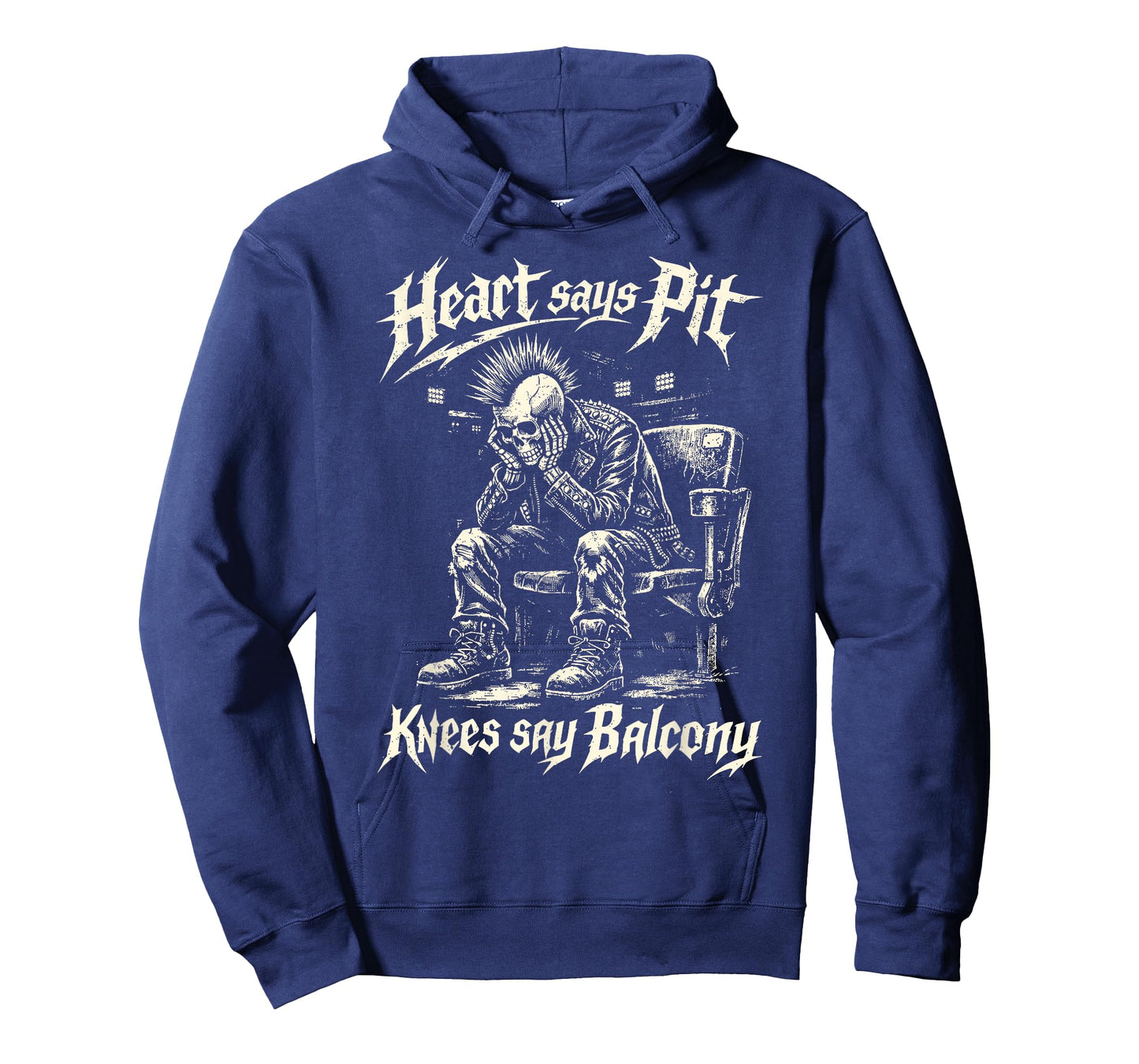 Heart Says Pit Knees Say Balcony Old Metal Rock Fan Mosh Pit T-Shirt