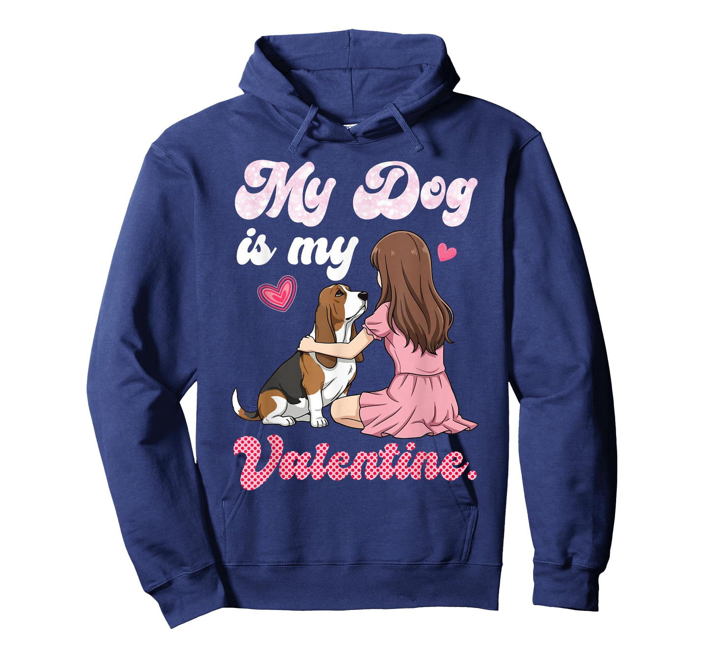 Cute Girl with My Dog is My Valentine Basset Hound Mom Mama T-Shirt