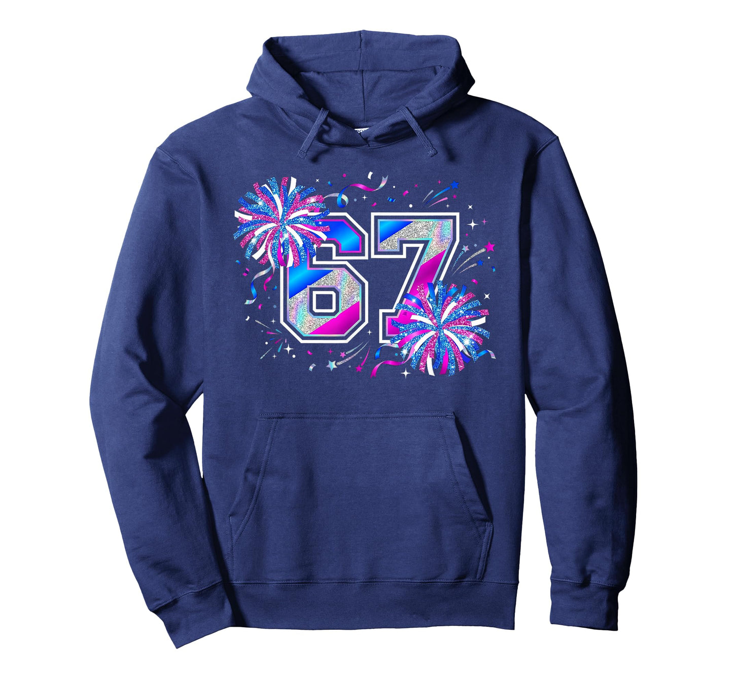 Number 67 Meme Cheer Pep Rallies Pompom Funny Six Seven T-Shirt