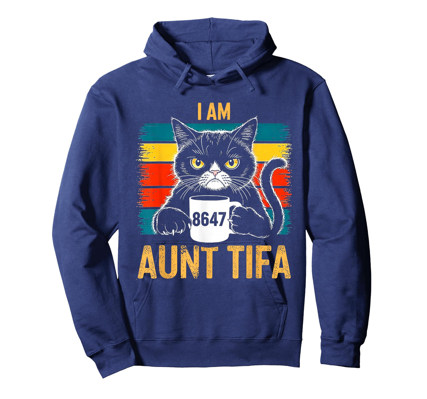 Retro I Am Aunt Tifa Cat 86 47 Vintage Coffee Cat 8647 T-Shirt