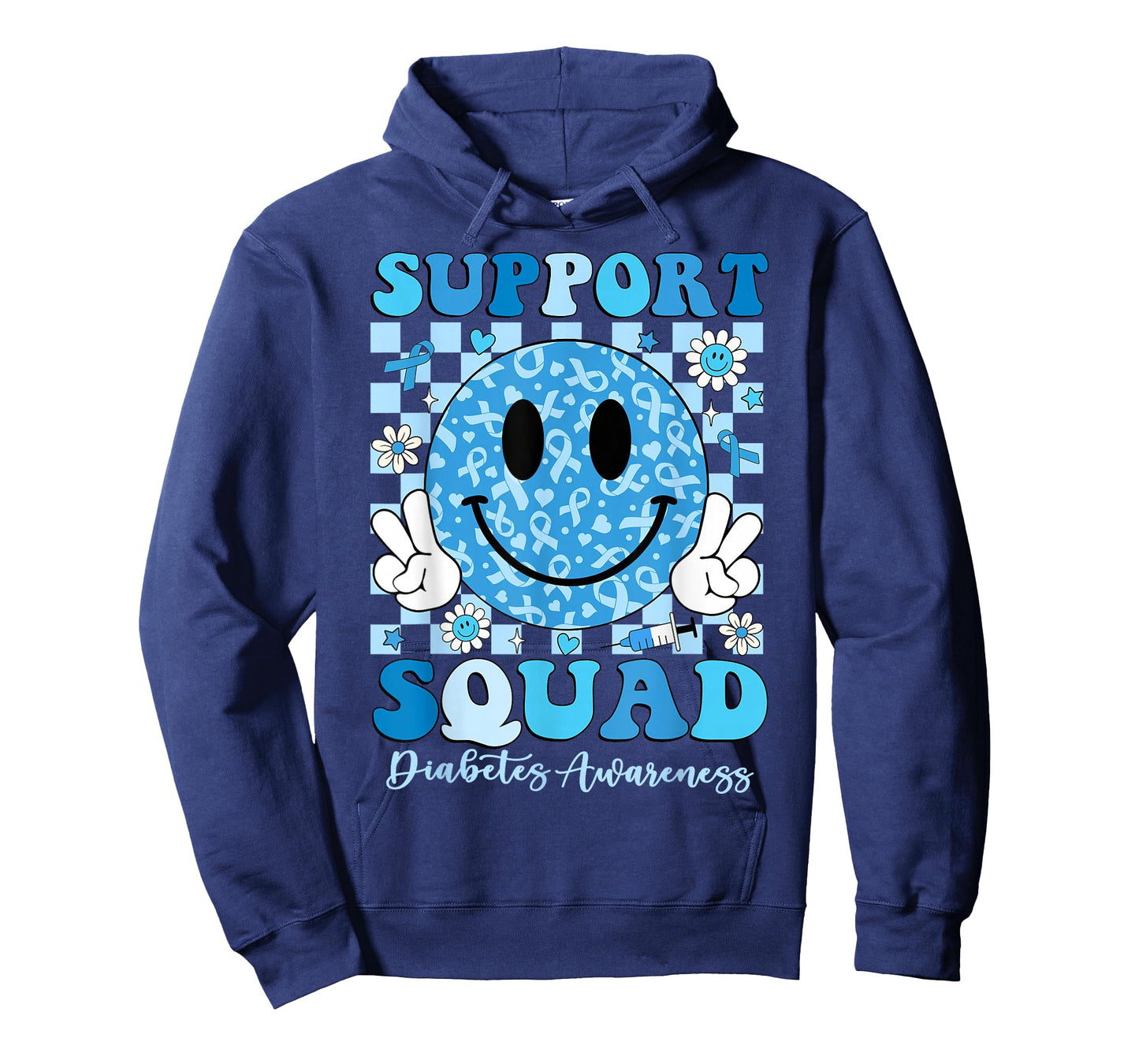 Support Squad Diabetes Awareness Shirt Blue Smile T1D Type 1 T-Shirt