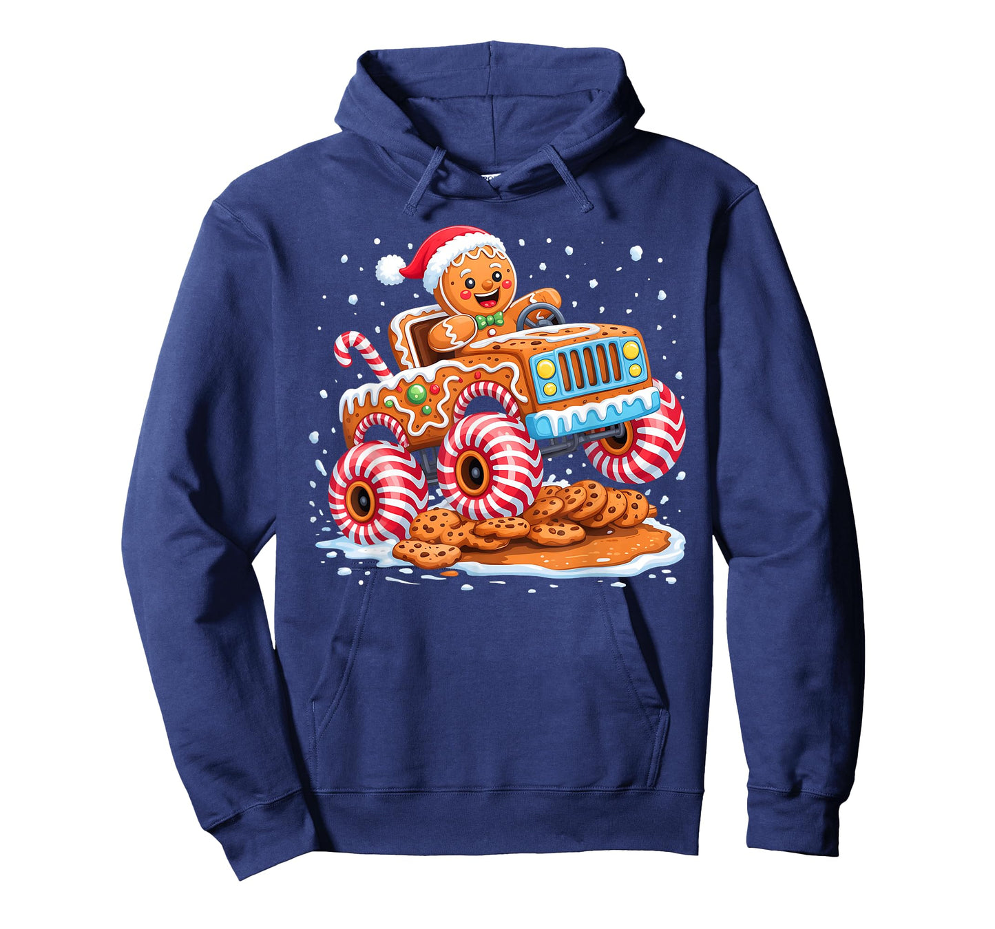 Funny Gingerbread Man Christmas Baking Monster Truck Boy Kid T-Shirt