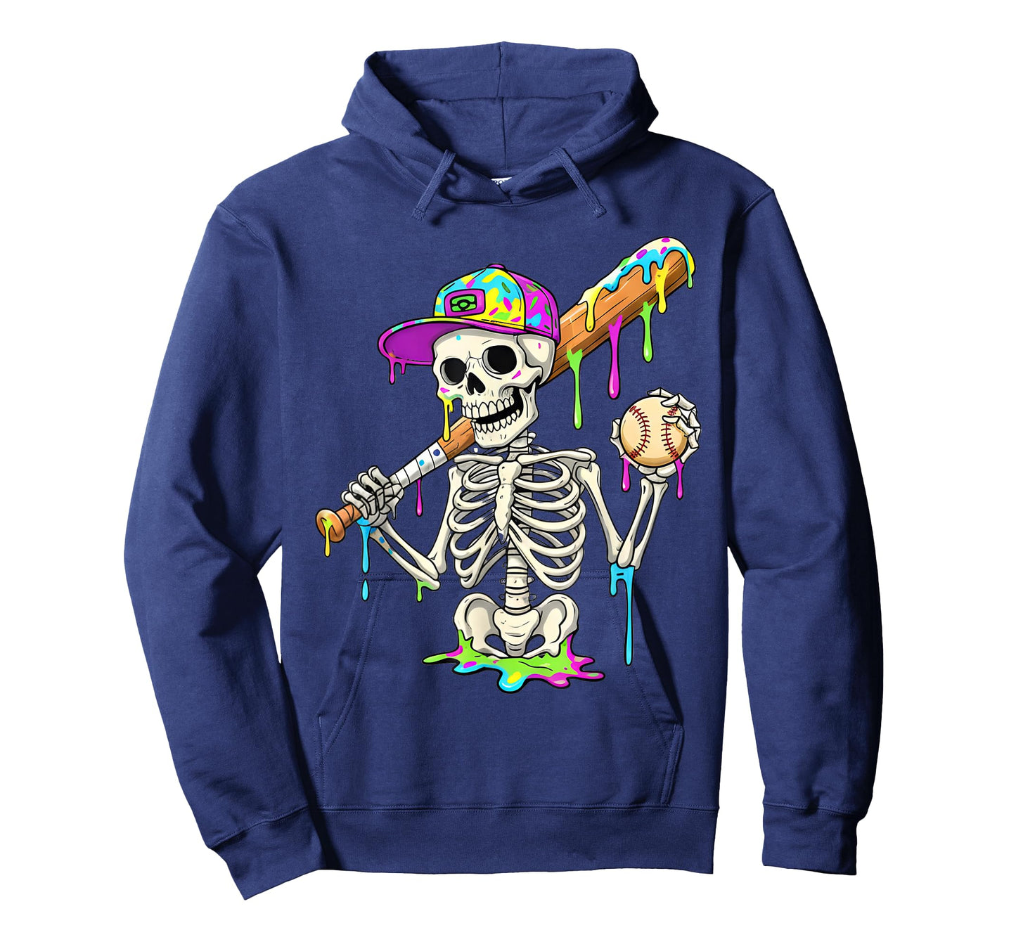 Skeleton Baseball Drip Boys Ice Cream Drip Youth Baseball T-Shirt