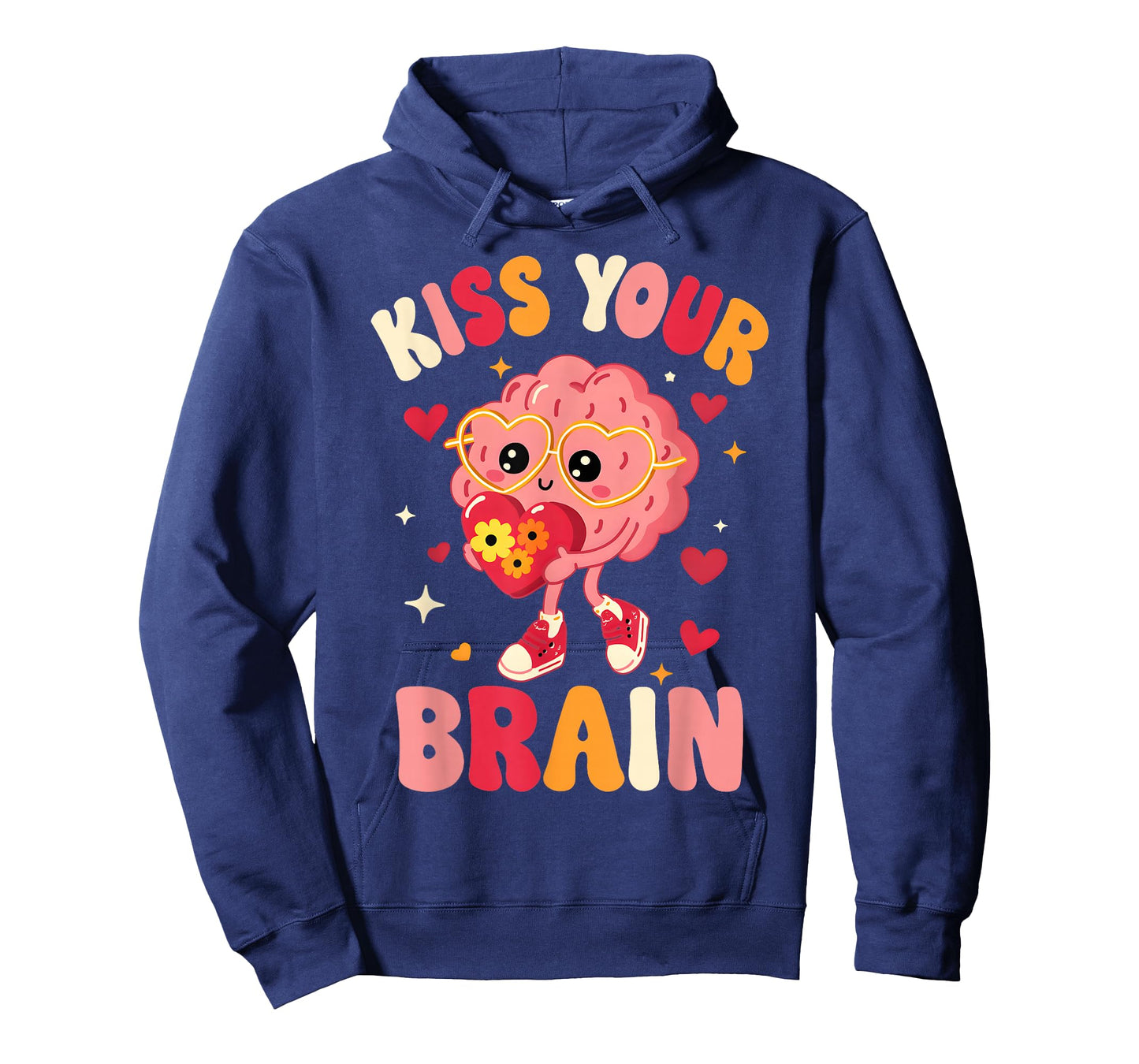 Valentine Kiss Your Brain Retro Teacher Squad Heart Kid T-Shirt