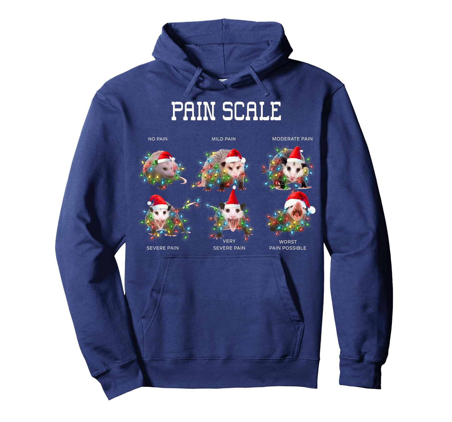 Pain Scale Funny Opossum Merry Christmas Xmas Lights Holiday T-Shirt