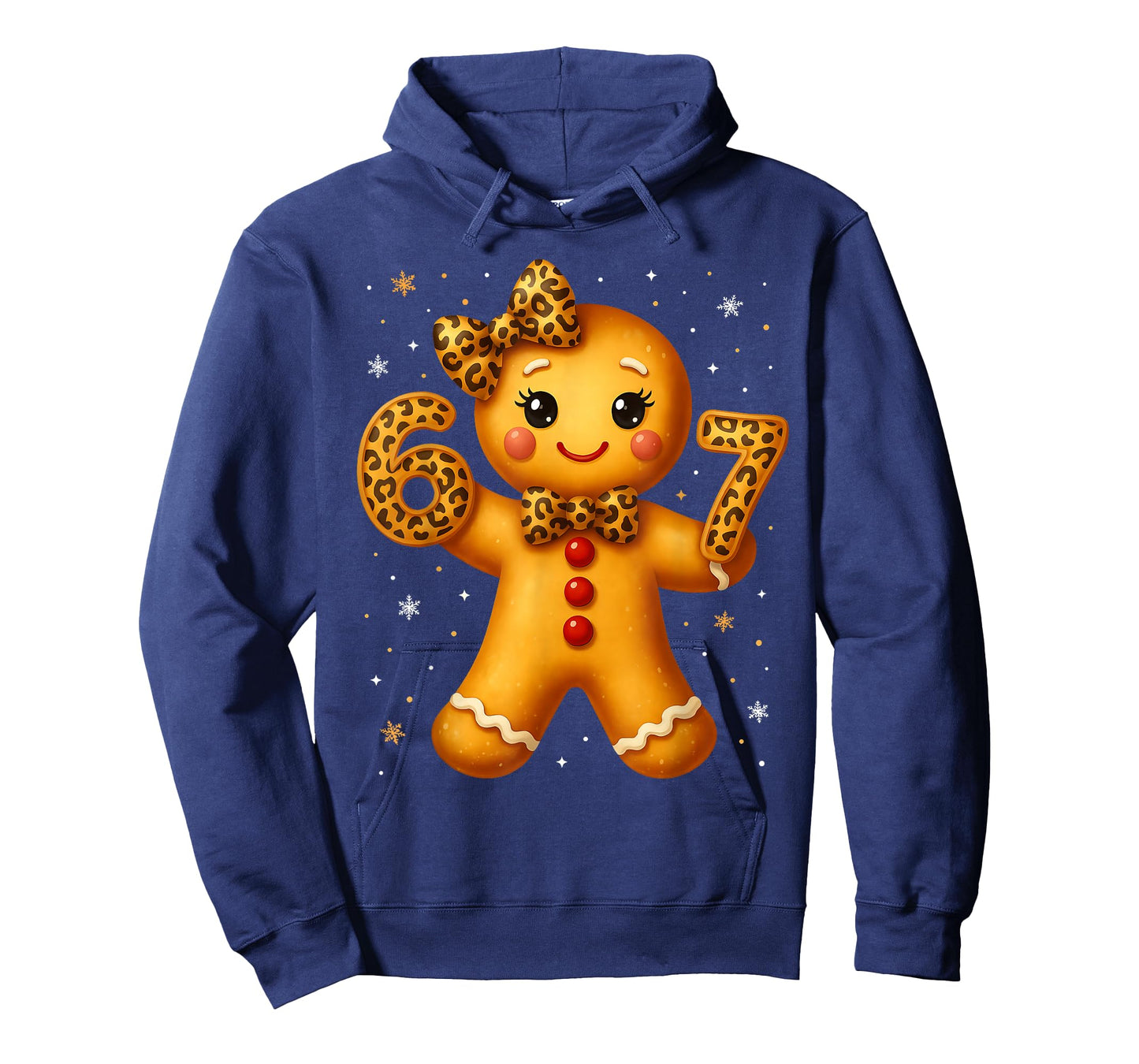 Christmas Funny Gingerbread Six Seven 67 Leopard Bow Girl T-Shirt