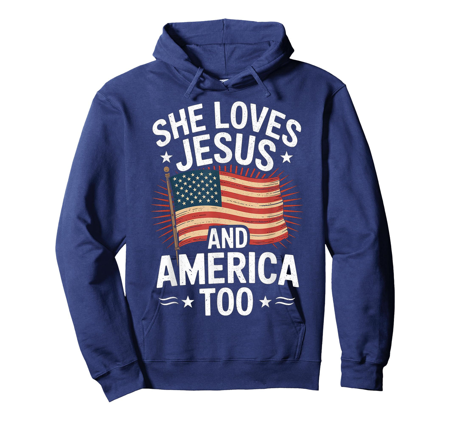 She Loves Jesus and America Too American USA Flag Men Women T-Shirt