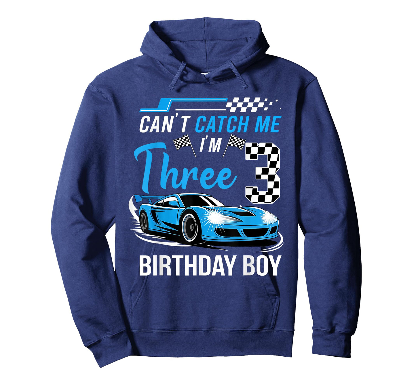 Can’t Catch Me I'm 3 Year Old Birthday Boy Race Car Party T-Shirt