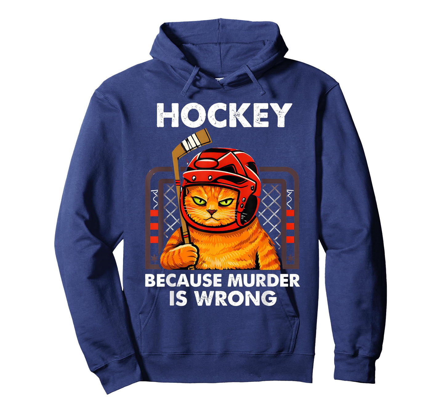 Hockey Because Murder is Wrong Funny Cat Goalie Art T-Shirt