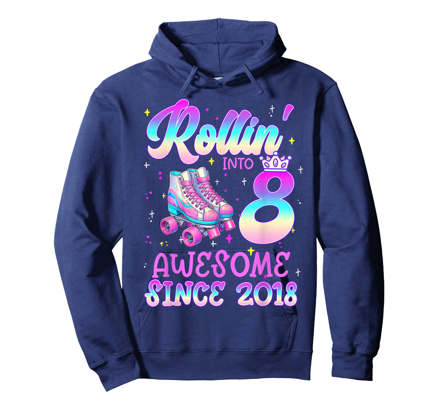 Rolling Into 8 Year Old 8th Birthday Girl Roller Skating T-Shirt