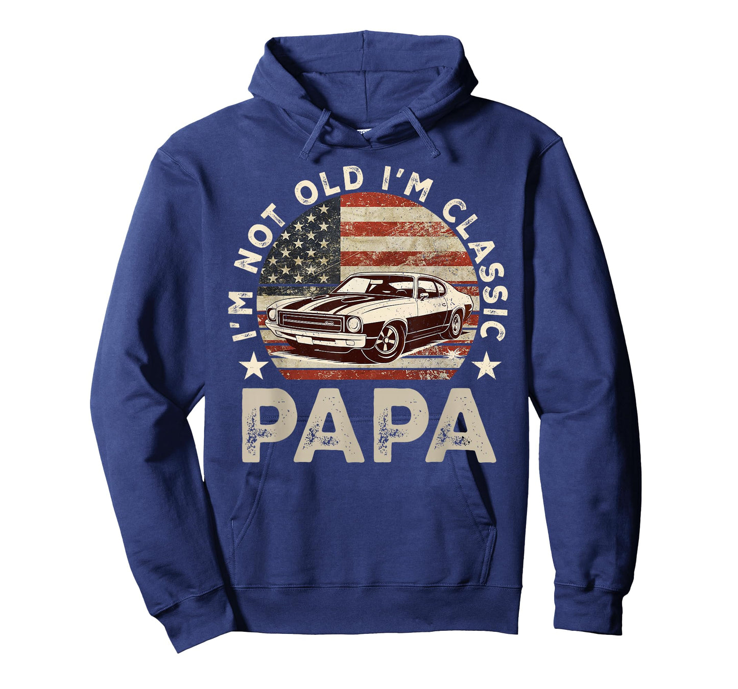 Funny Old Car Classic American US Flag Mens Dad Papa Grandpa T-Shirt
