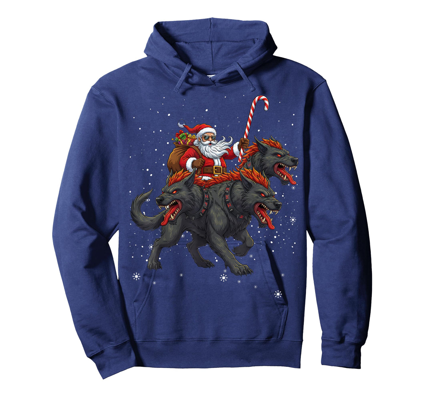 Santa Claus Riding Cerberus Mythical Christmas Monster T-Shirt