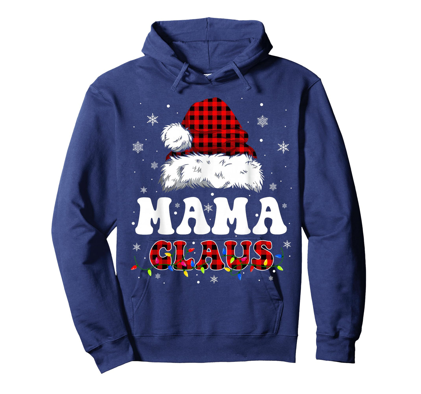 Mama Claus Funny Christmas Lights Pajama Family Matching T-Shirt