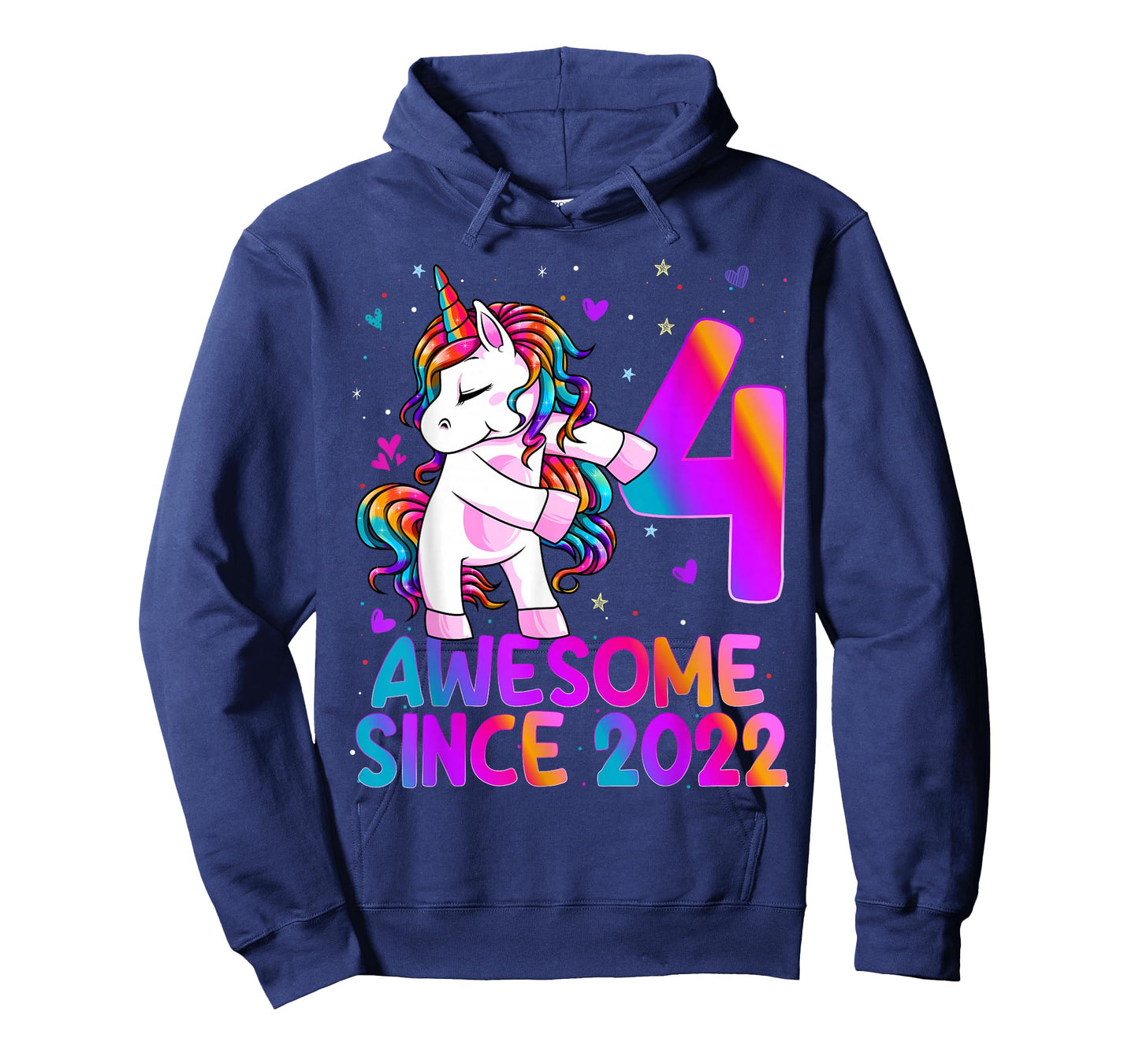 4 Year Old Girl Awesome Since 2022 Unicorn 4th Birthday Girl T-Shirt