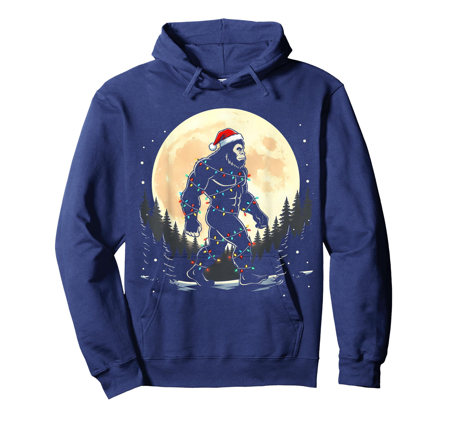 Sasquatch Santa Christmas Tree Lights Funny Xmas Boys Men T-Shirt