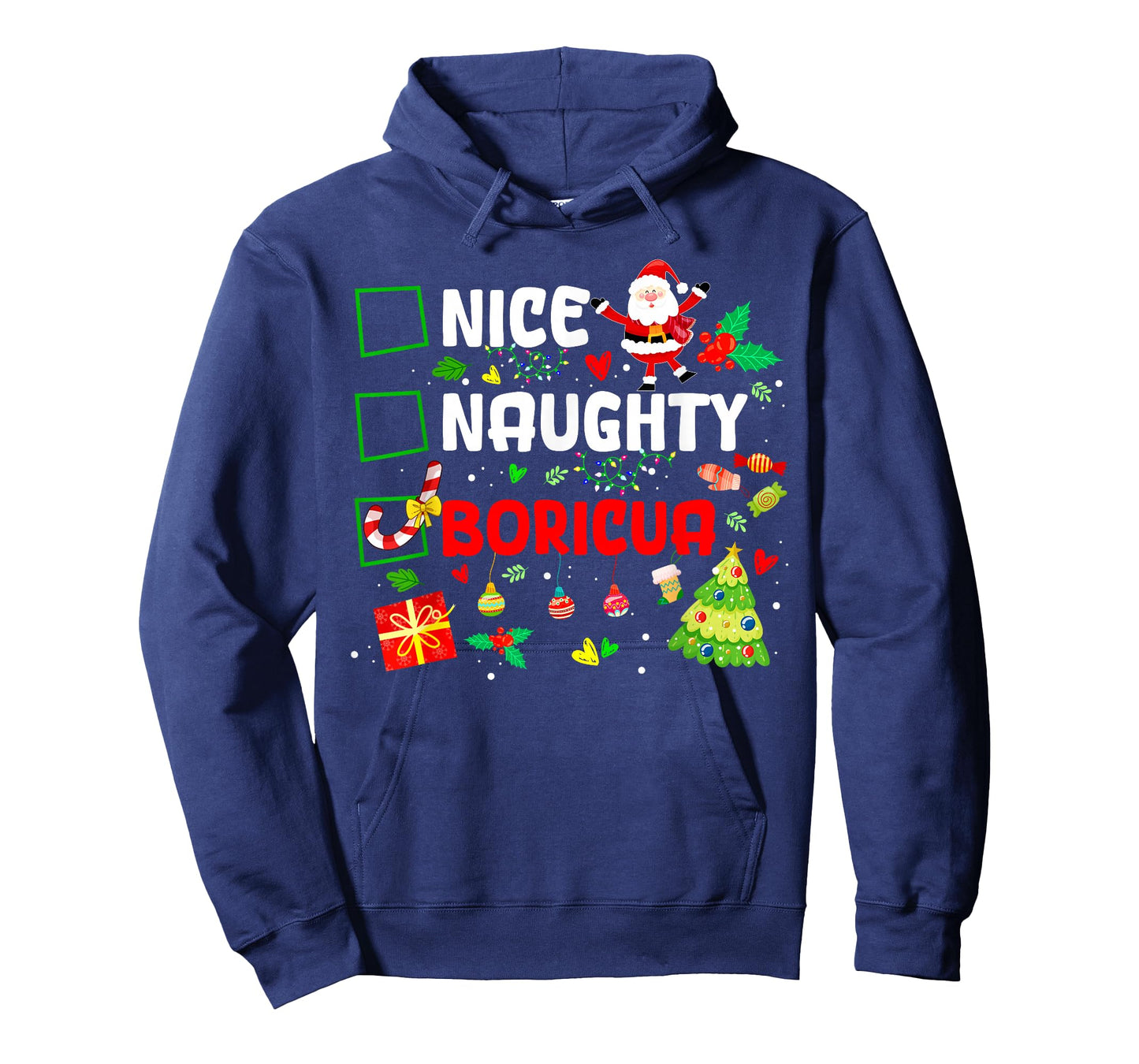 Nice Naughty Boricua Puerto Rico Women Christmas Santa T-Shirt