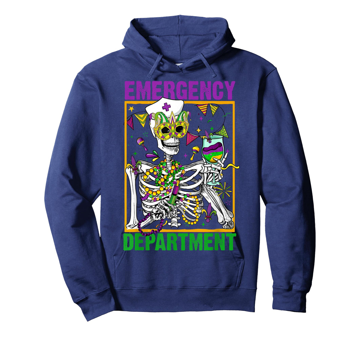 Skeleton Emergency Department Mardi Gras ER Nurse New Orlean T-Shirt