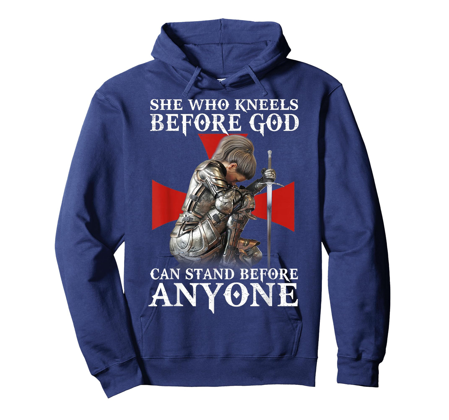Women Knight Templar Warrior Kneels Before God T-Shirt