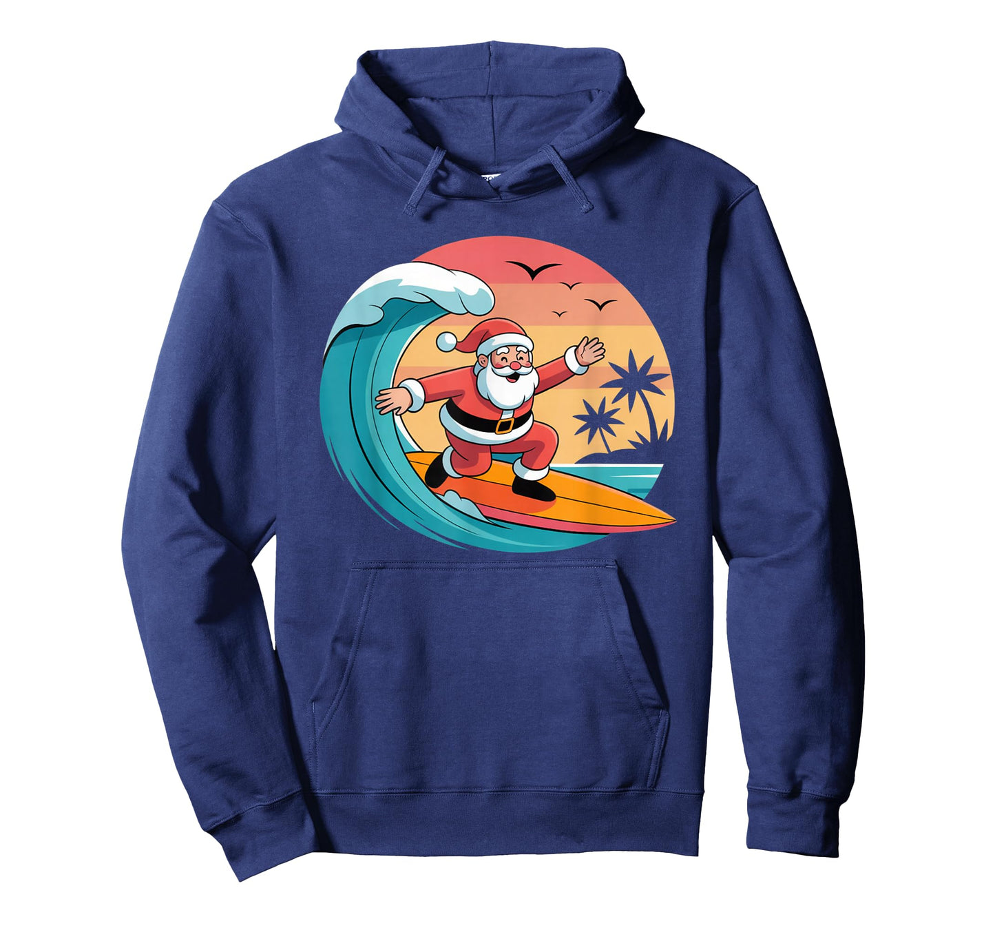 Funny Surfing Santa Claus Vintage Christmas Design T-Shirt