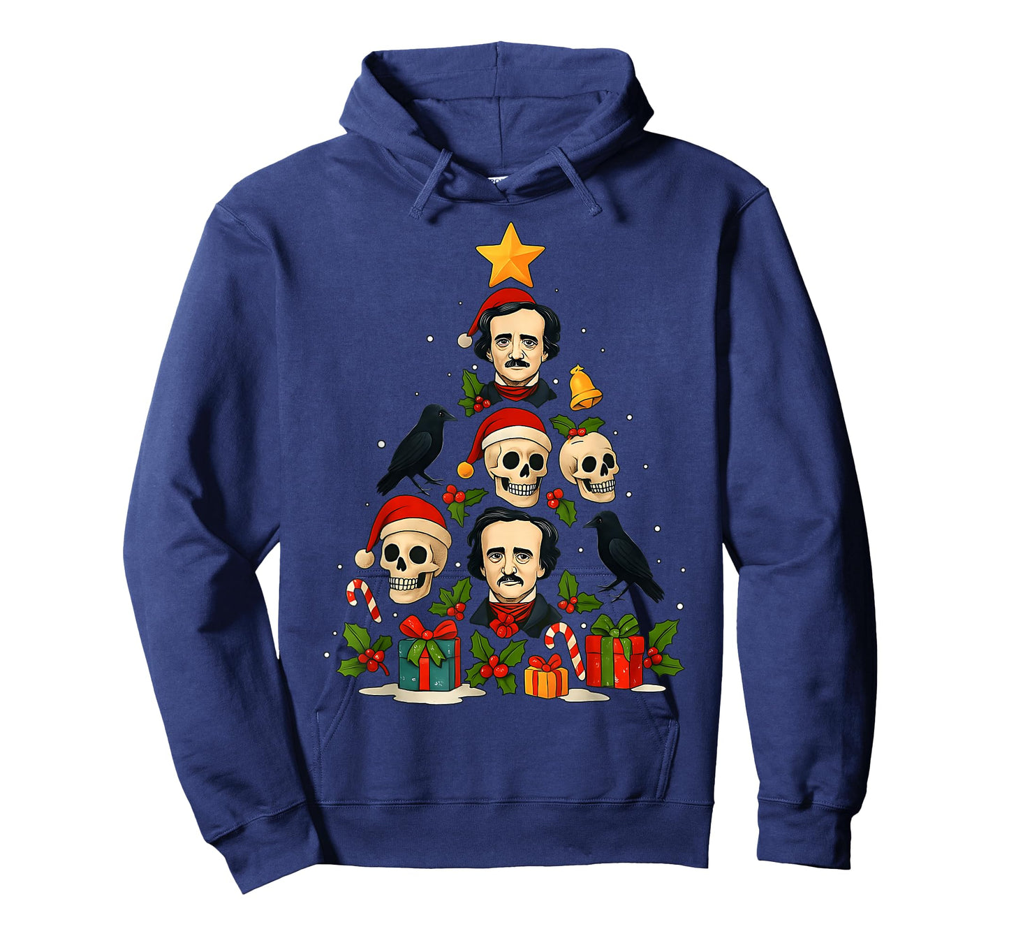 Edgar Allan Poe Literature Raven Skull Christmas Tree T-Shirt