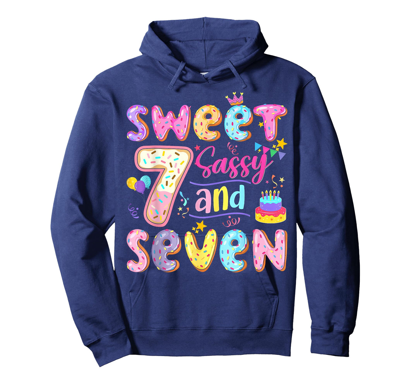 7Th Birthday Girl Donut Sweet Sassy and Seven Birthday T-Shirt