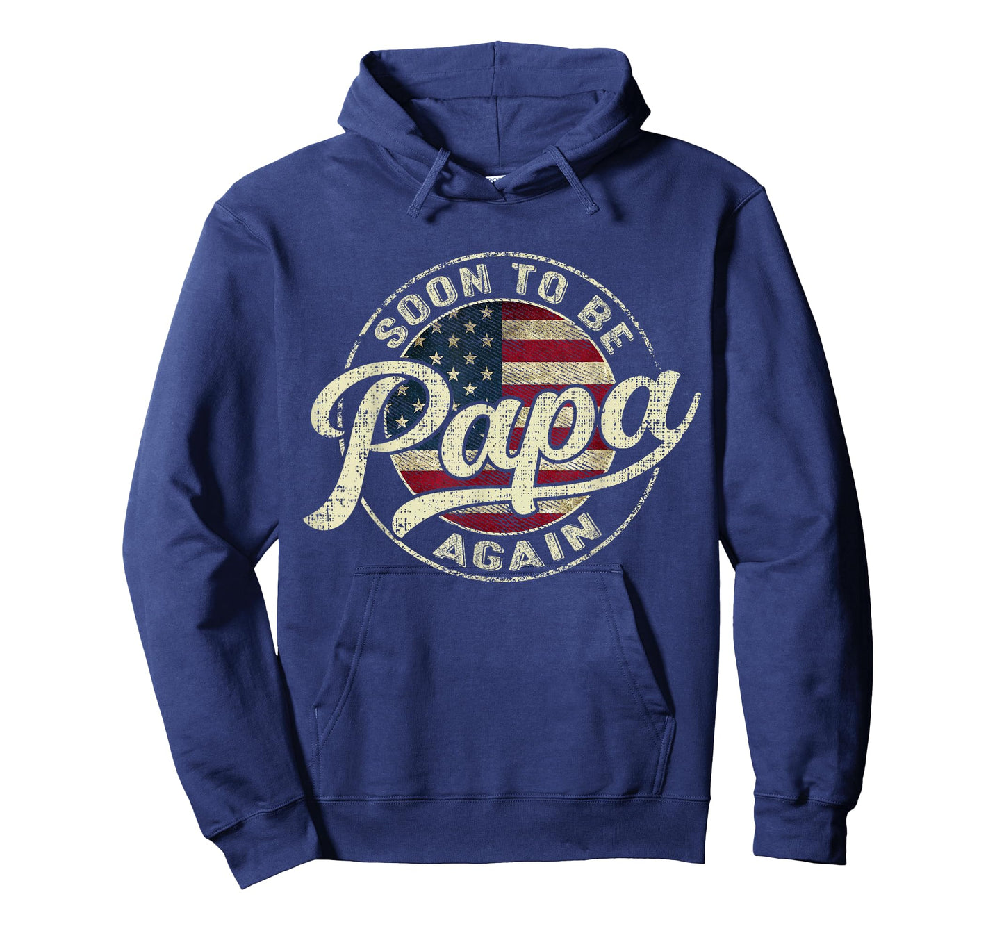 Mens Soon to Be Papa Again Pregnancy Expecting Baby USA Flag Papa T-Shirt