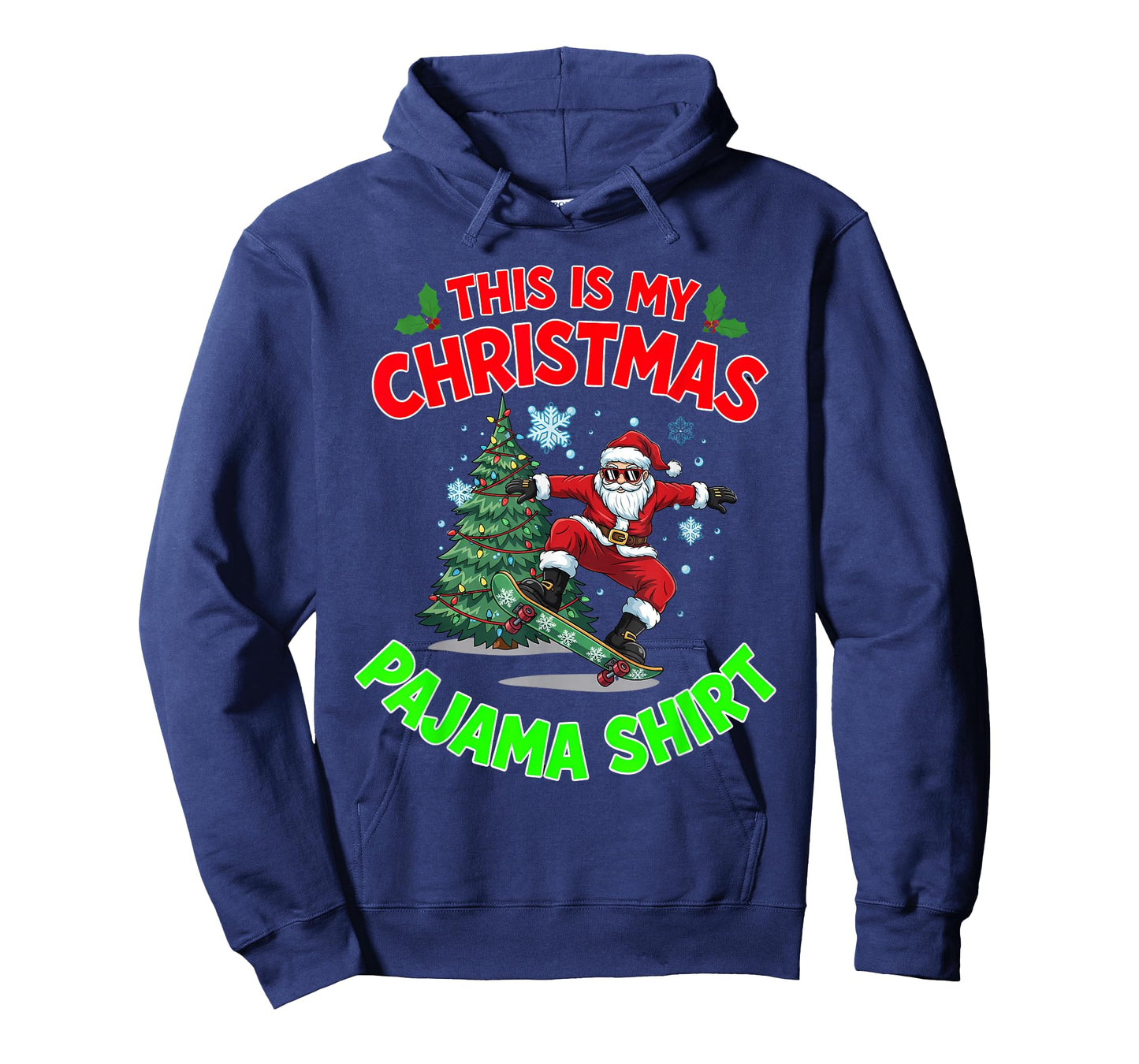 This is My Christmas Pajama Santa Playing Skateboarding T-Shirt
