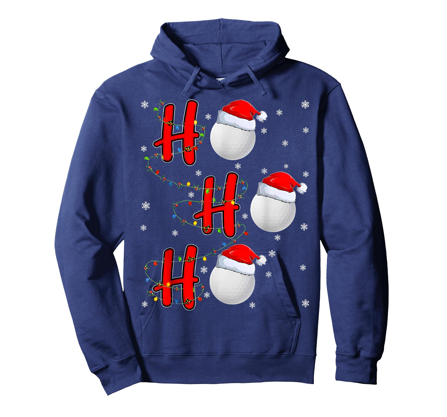 Golf Ball Santa Hat HO HO HO Men Women Christmas Xmas Lights T-Shirt