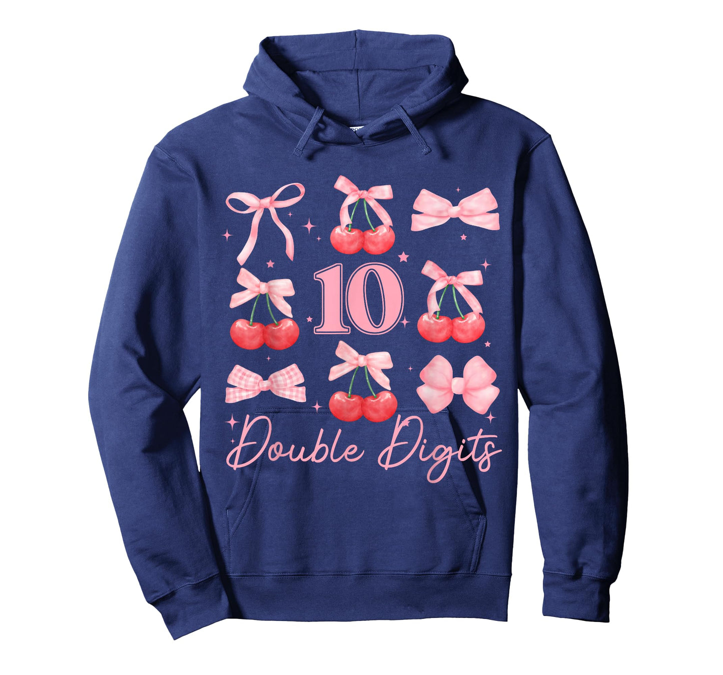 10th Birthday Girl Cherry Coquette Bow Double Digits Bday T-Shirt