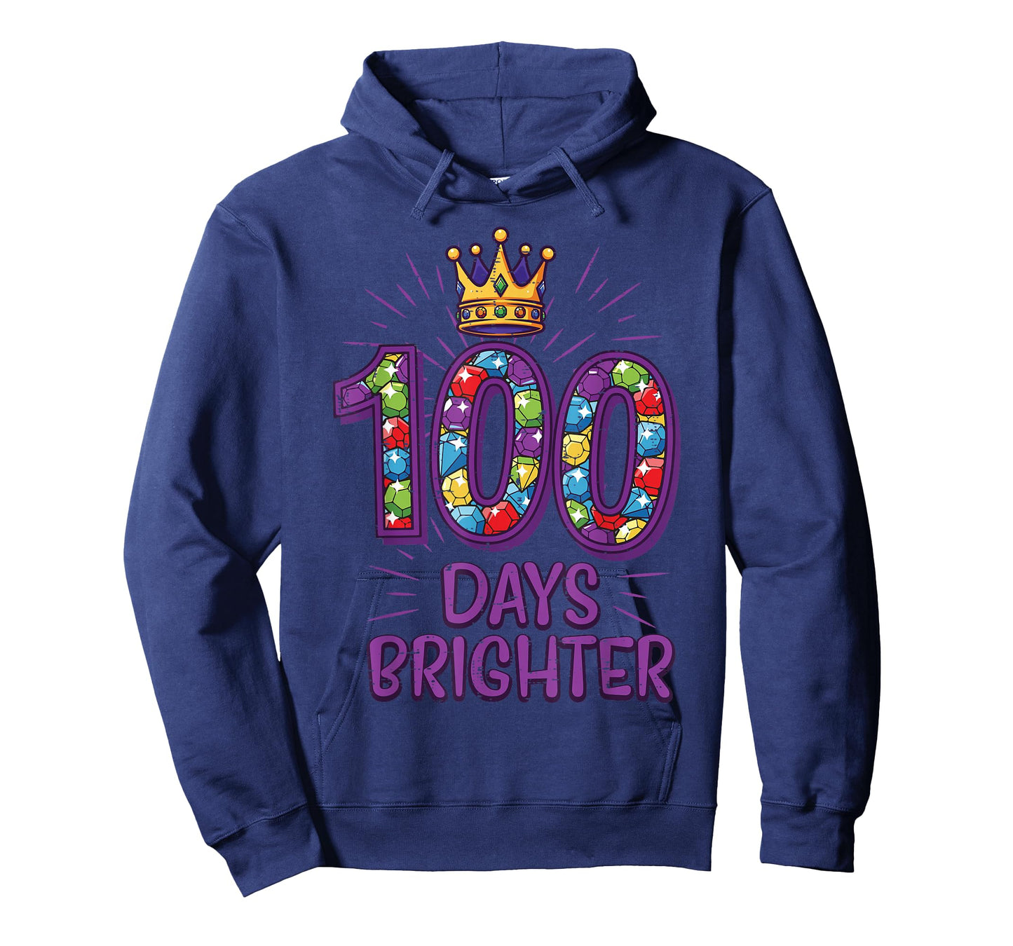 100 Days Brighter School Crown Gems 100th Day Girls Kids T-Shirt