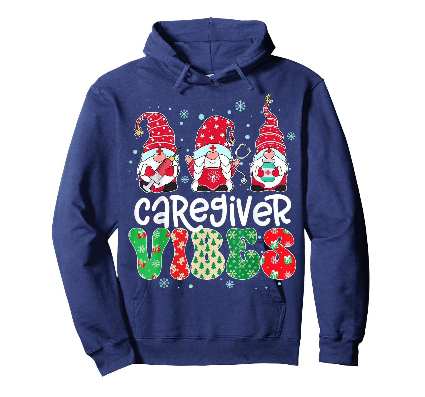Caregiver Vibes Gnome Nurse Xmas Light Stethoscope Christmas T-Shirt