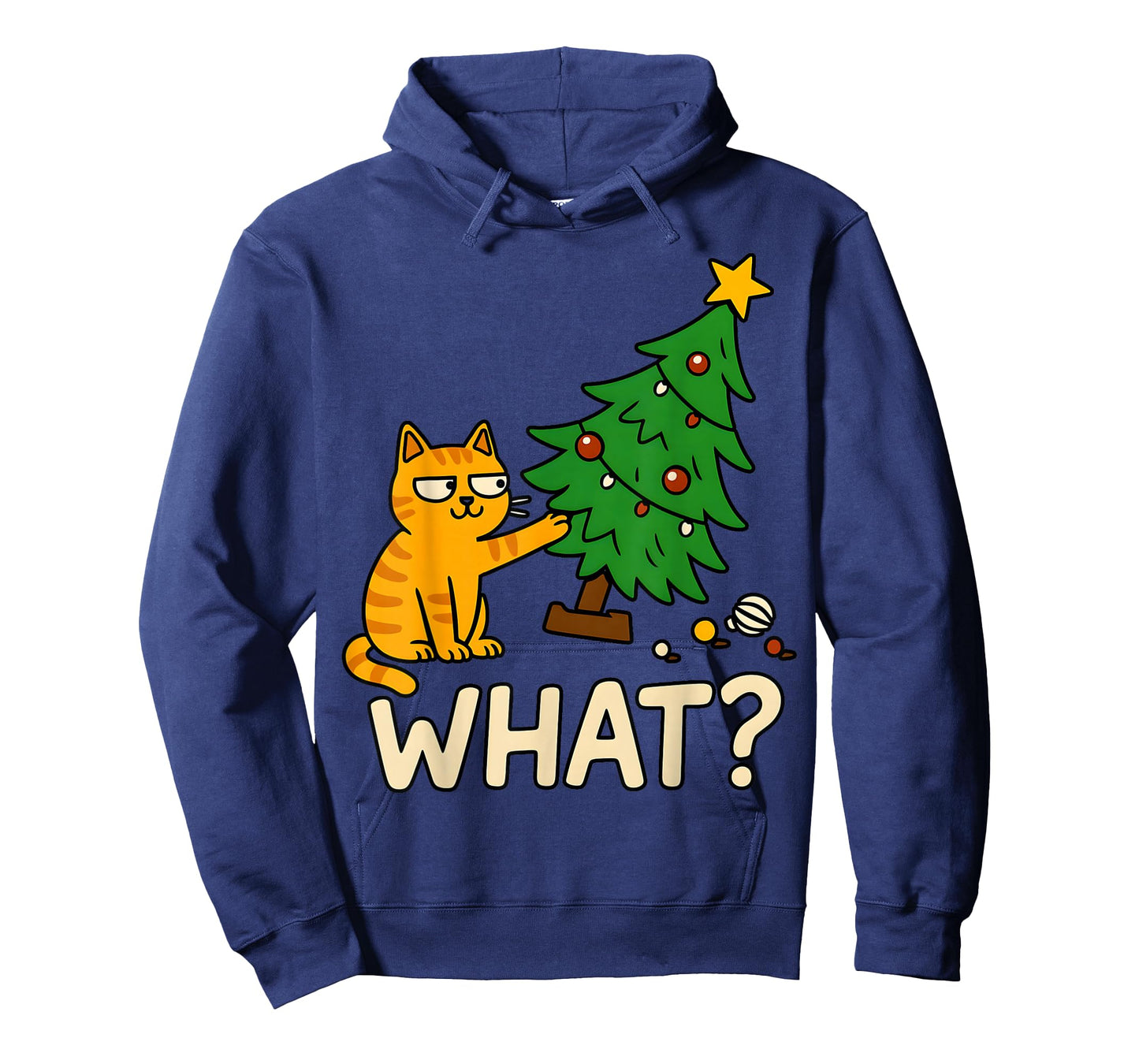 Tabby Cat Xmas Cat Pushing Christmas Tree Over Cat What? T-Shirt