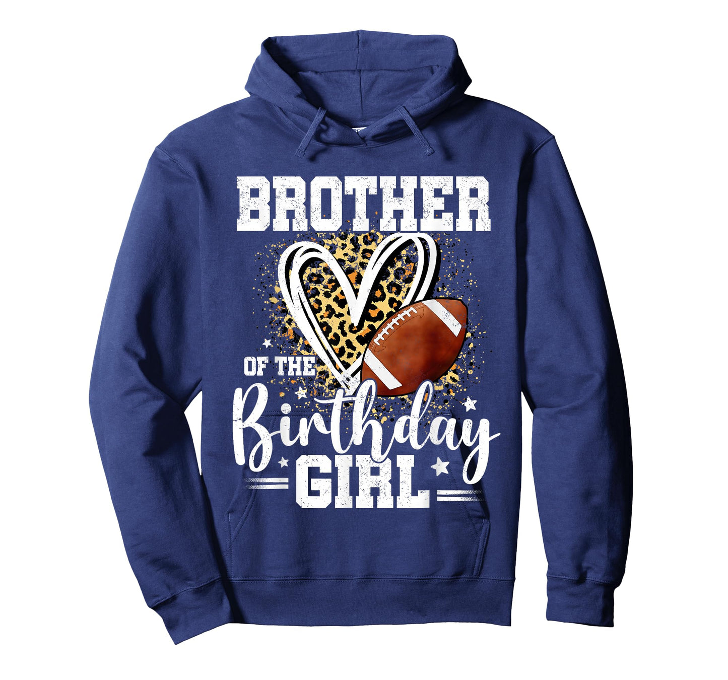 Brother of The Birthday Girl Football Brother Leopard Heart T-Shirt