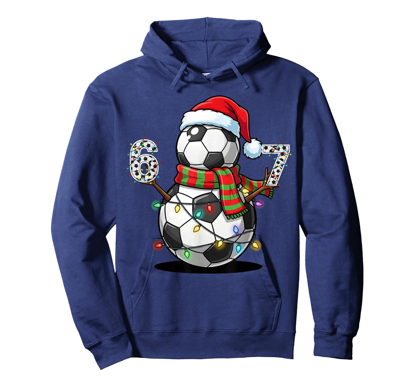 Soccer Snowman 67 Christmas Santa Hat Lights Holiday Season T-Shirt