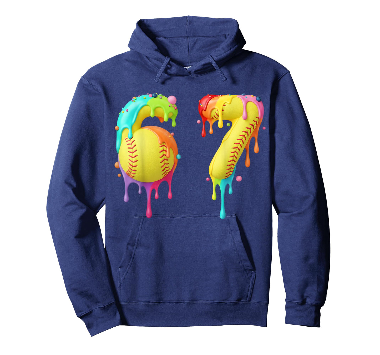 Kids Meme 67 Number Six 6 Seven 7 Ice Cream Drips Softball T-Shirt
