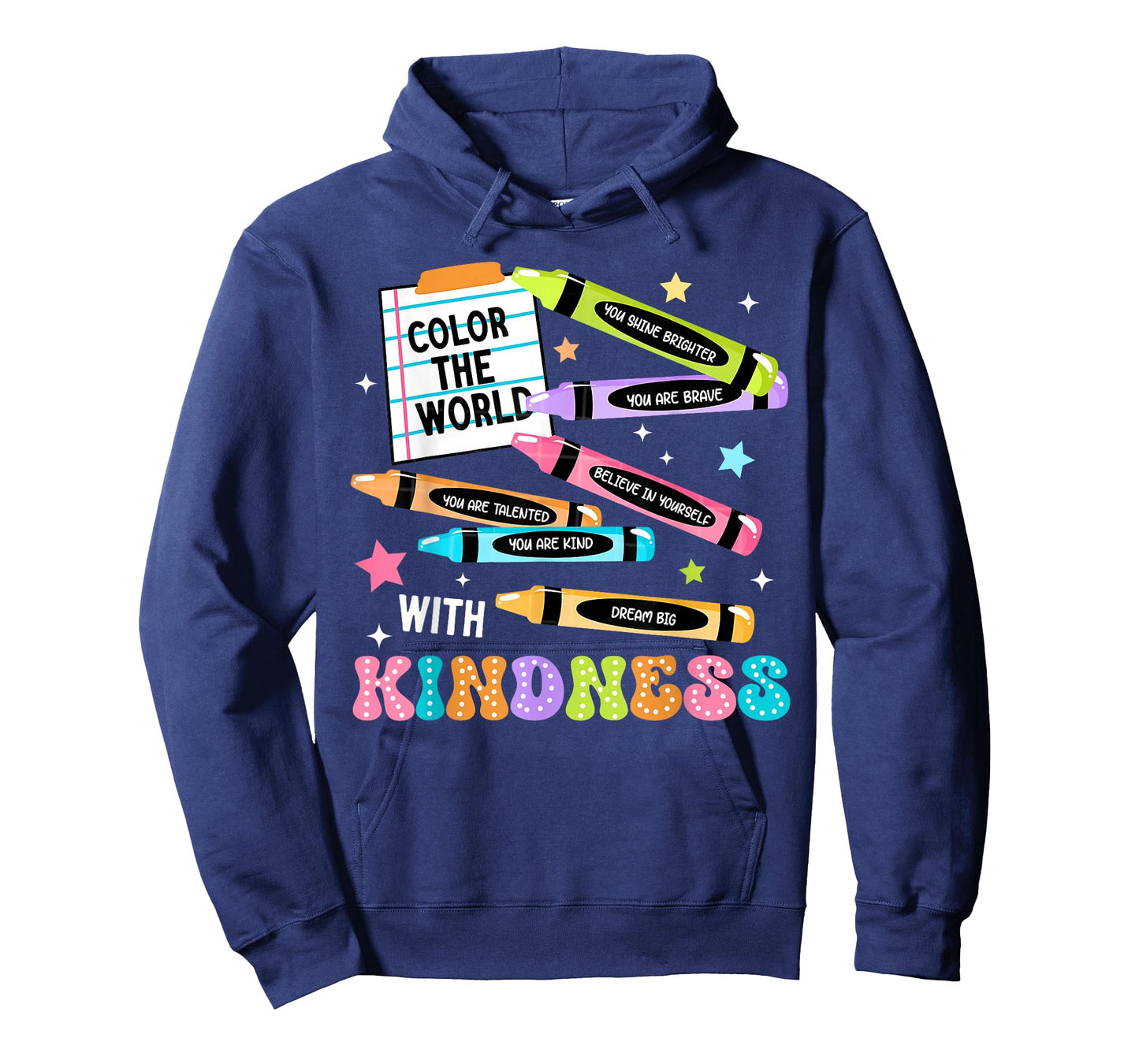 Color The World with Kindness Crayon Positivity Teacher T-Shirt