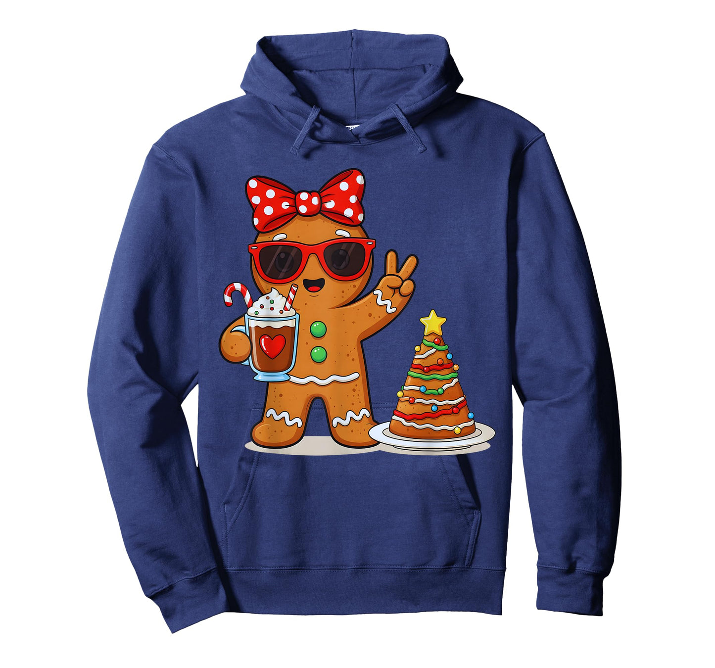 Gingerbread Women Drinking Coffee Christmas Tree Cake Xmas T-Shirt